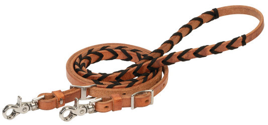 Weaver Leather Barrel Rein with Polyester Lacing