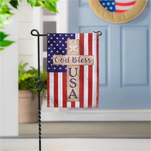 Evergreen Patriotic Cross Garden Flag