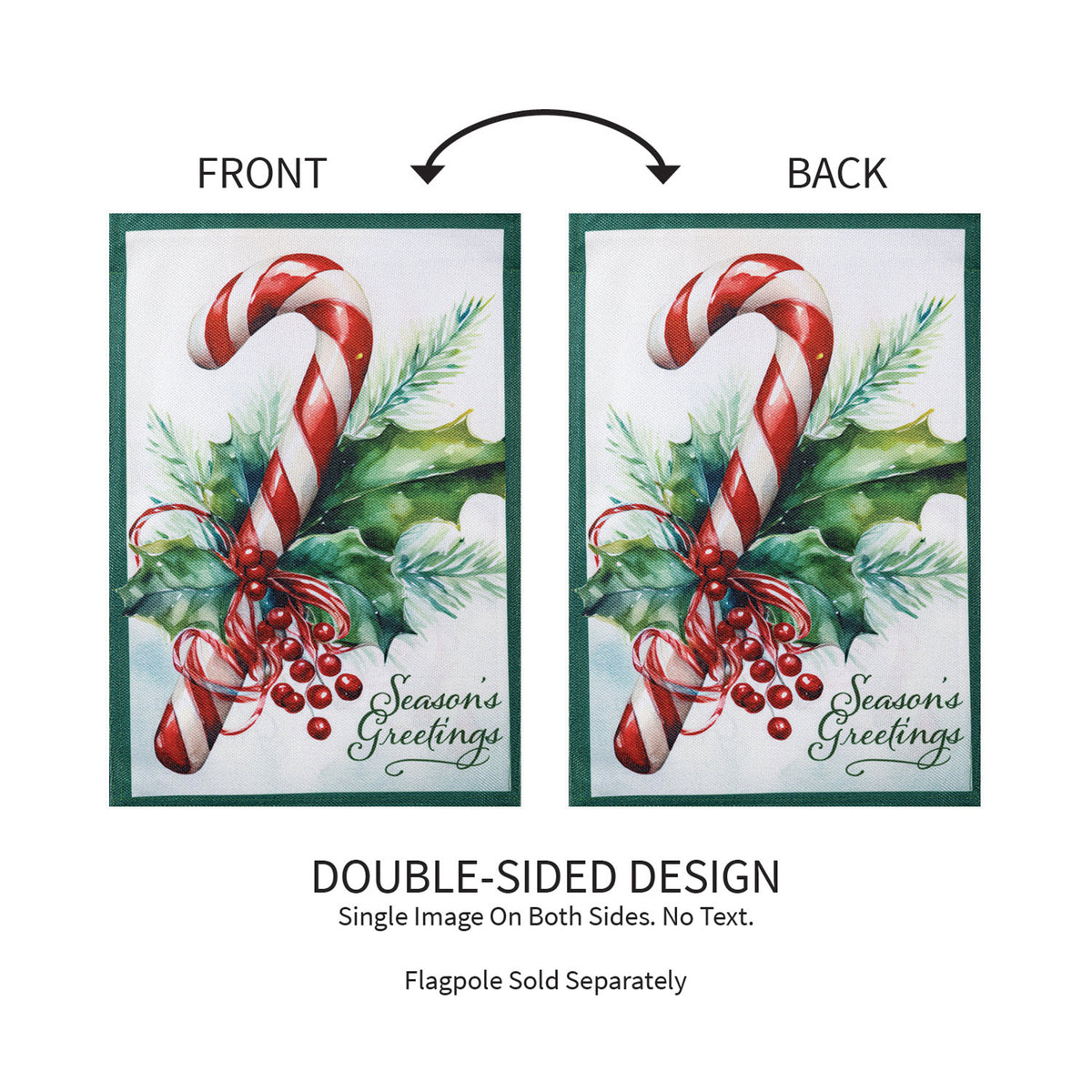 Evergreen Season's Greetings Candy Cane Burlap Garden Flag
