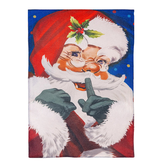 Evergreen Traditional Santa Portrait Burlap Garden Flag