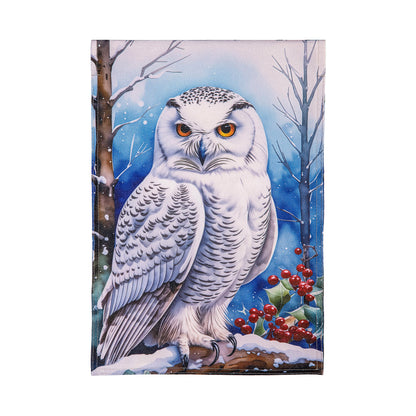 Evergreen Snow Owl Burlap Garden Flag