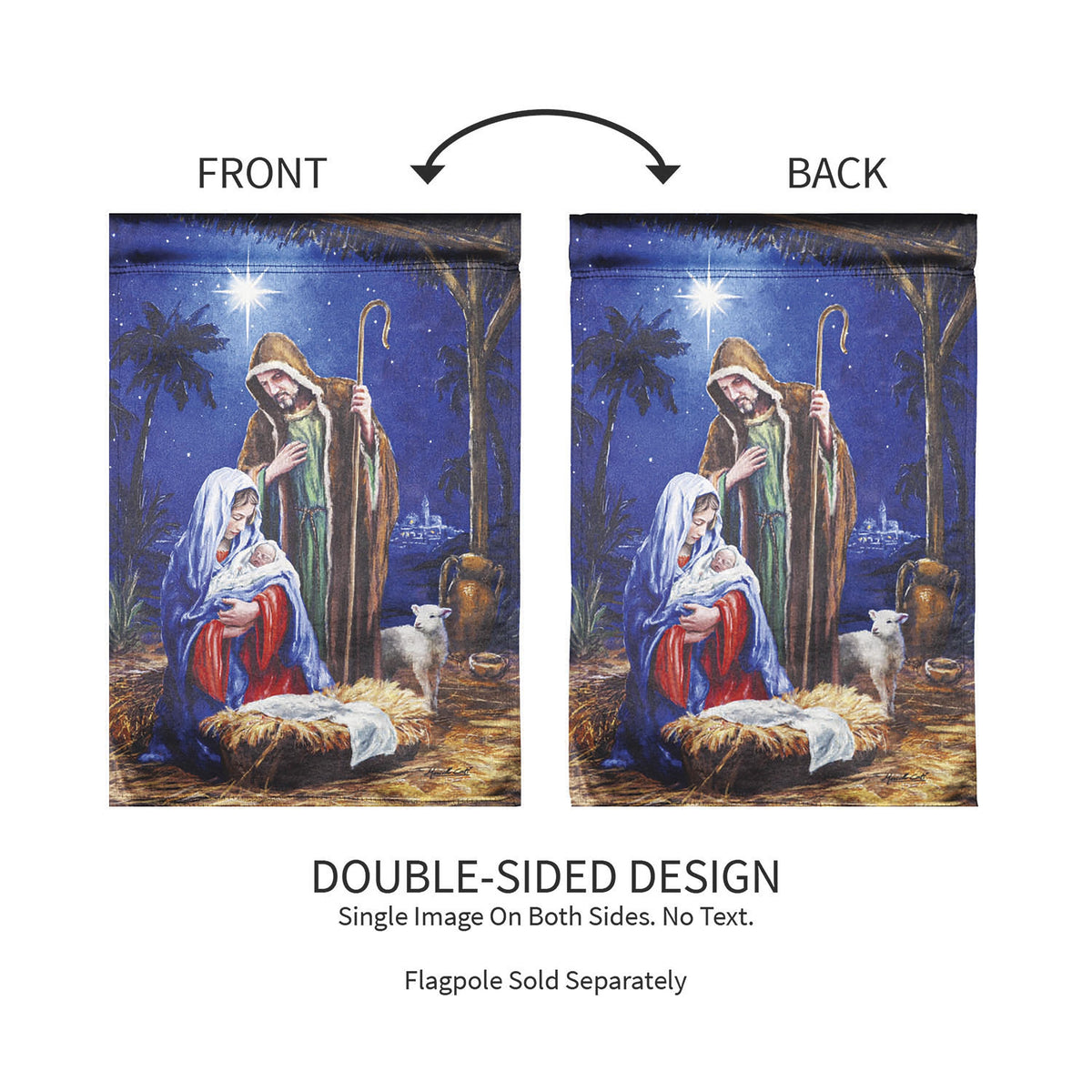 Evergreen Holy Night Nativity Garden Lustre Flag