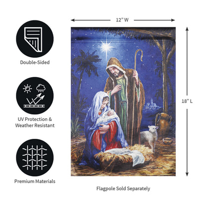 Evergreen Holy Night Nativity Garden Lustre Flag