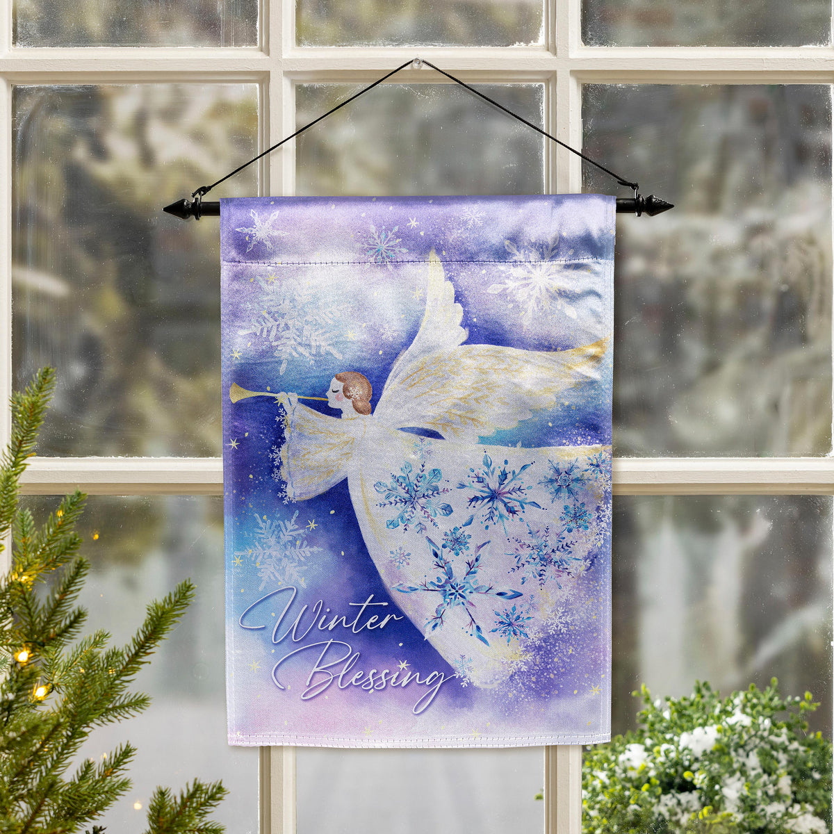 Evergreen Season To Sparkle Angel Lustre Garden Flag
