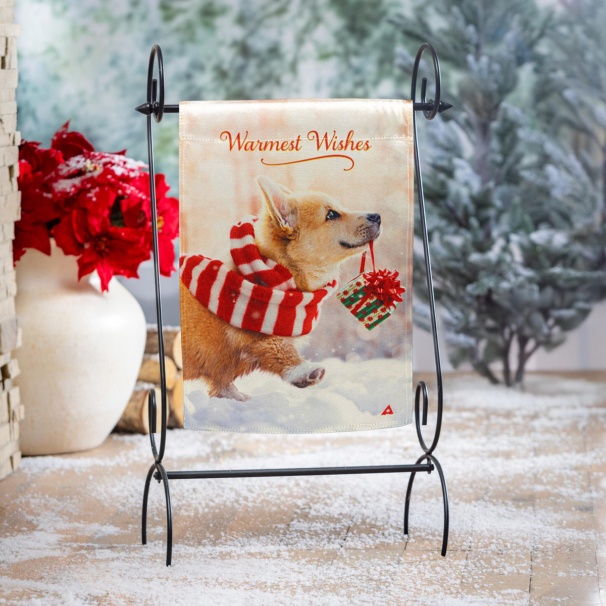 Evergreen Majestic Corgi Lustre Garden Flag