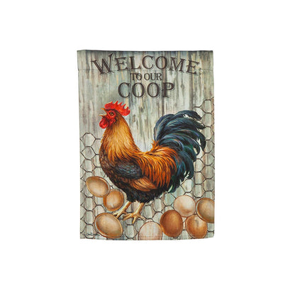 Evergreen Welcome to Our Coop Garden Flag