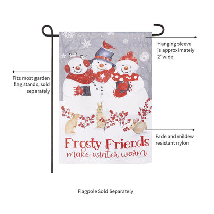 Evergreen Snow Crew Suede Garden Flag