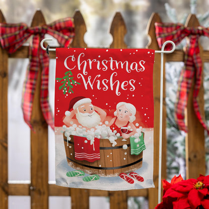 Evergreen Christmas Wishes Suede Garden Flag