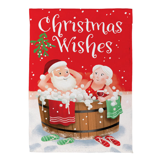 Evergreen Christmas Wishes Suede Garden Flag