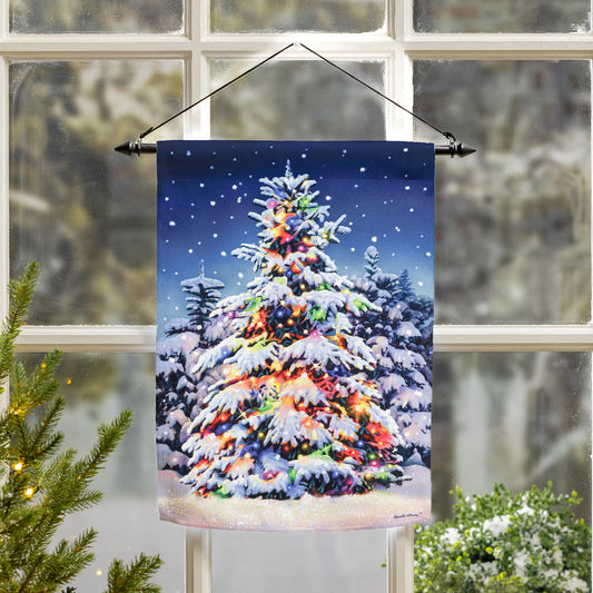 Evergreen Vivid Christmas Tree Suede Garden Flag