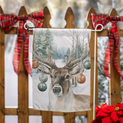 Evergreen Ornament Deer Suede Garden Flag