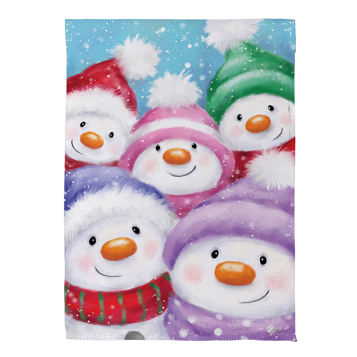 Evergreen Snowman Family Suede Garden Flag