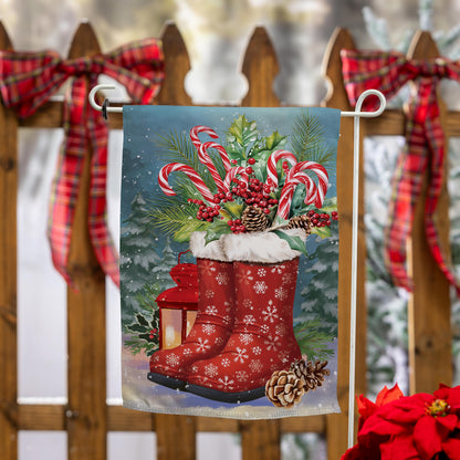 Evergreen Winter Boots Suede Garden Flag