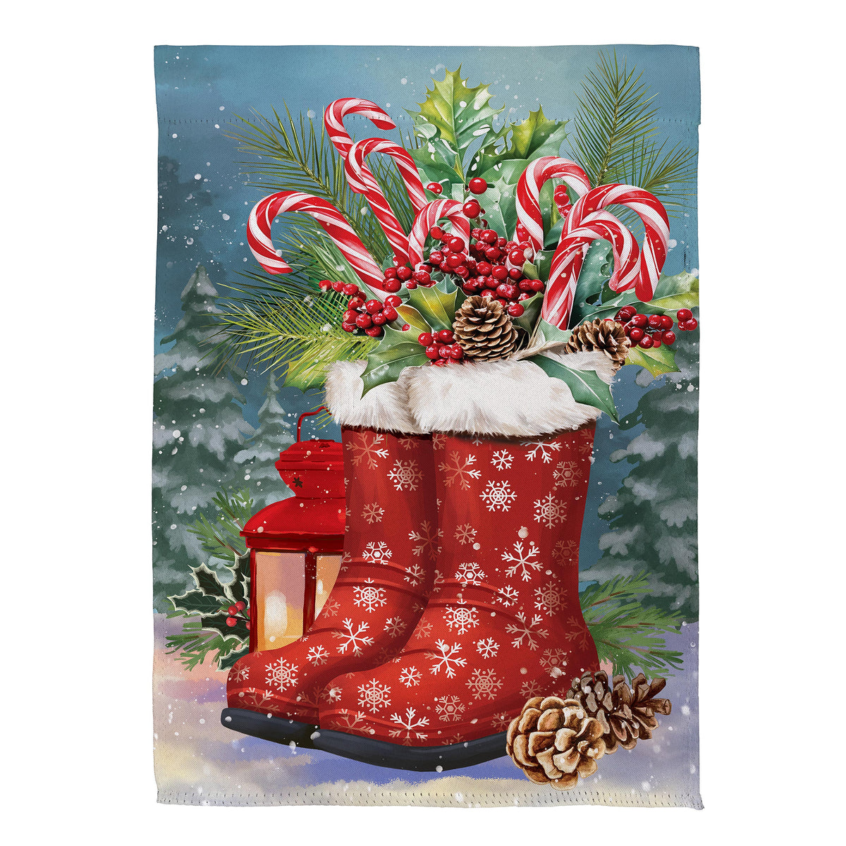 Evergreen Winter Boots Suede Garden Flag