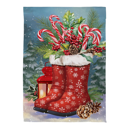 Evergreen Winter Boots Suede Garden Flag