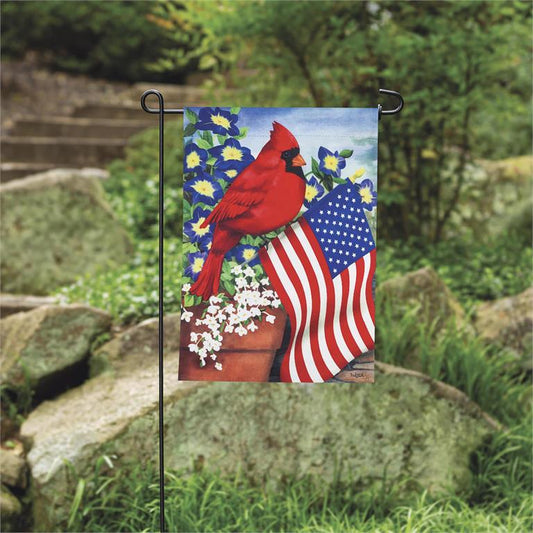Evergreen Cardinal Glory Suede Garden Flag