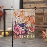 Evergreen Happy Thanksgiving Suede Garden Flag
