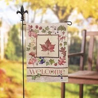 Evergreen Welcome Fall Leaf Suede Garden Flag