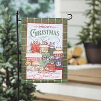 Evergreen Meowy Christmas Suede Garden Flag