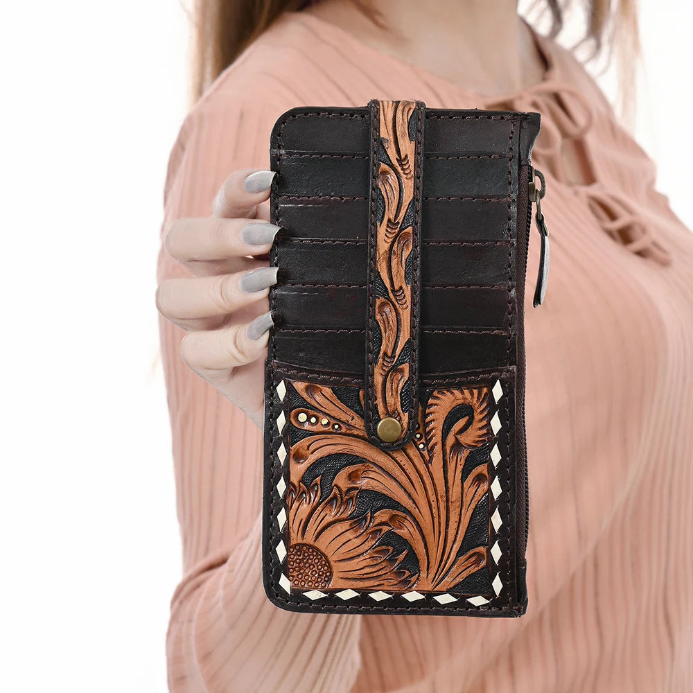 American Darling Hand Tooled Card Wallet