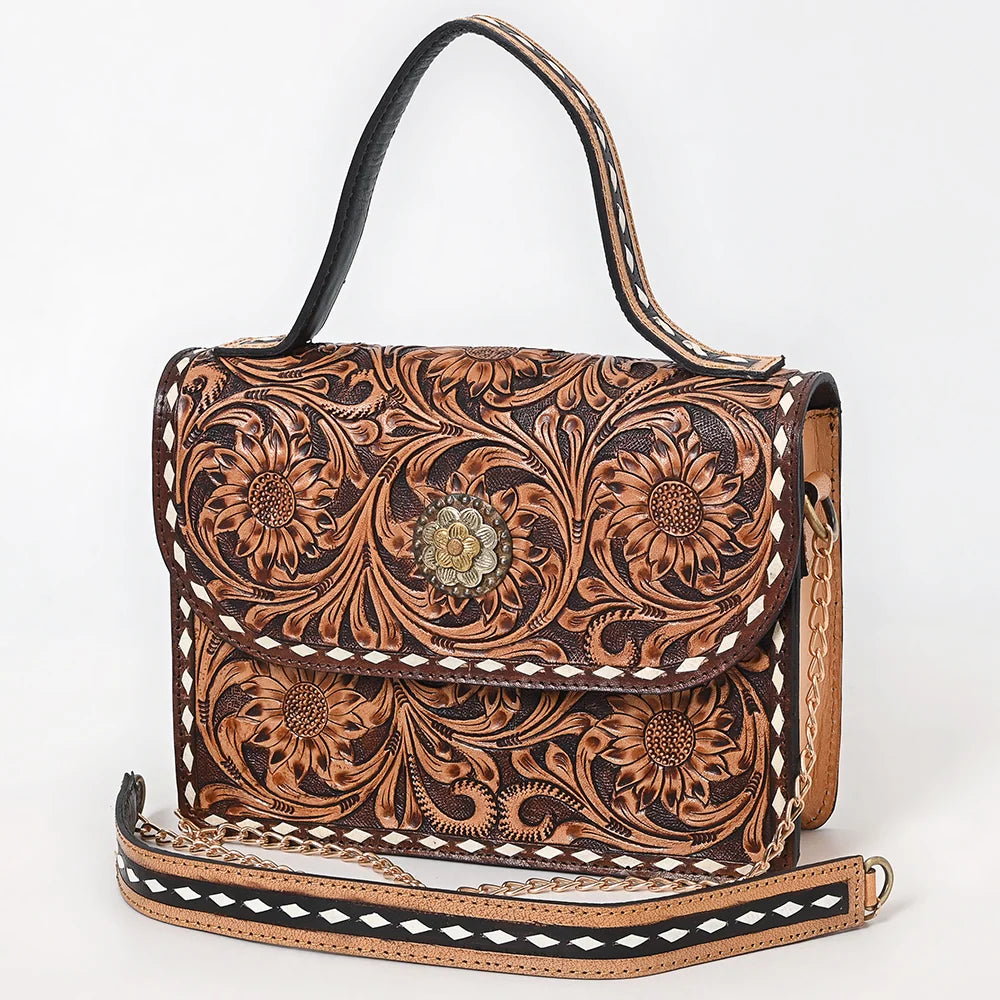 American Darling Sunflower Tooled Handbag
