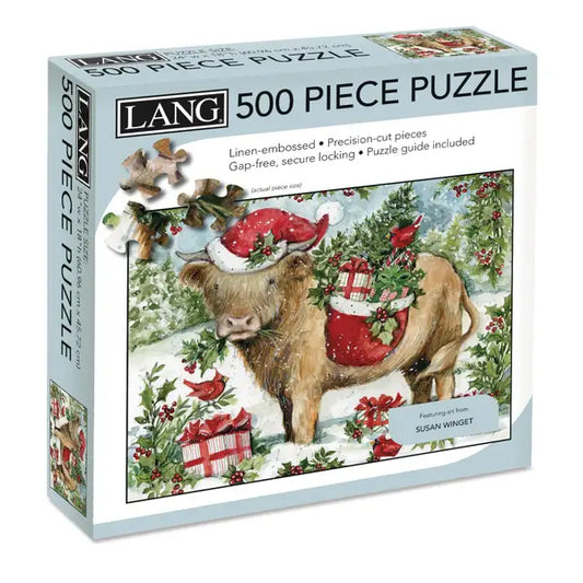 Lang Holiday Highland Cow 500 Piece Puzzles