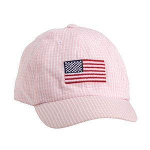 Mudpie Embroidered Hat Pink American Flag