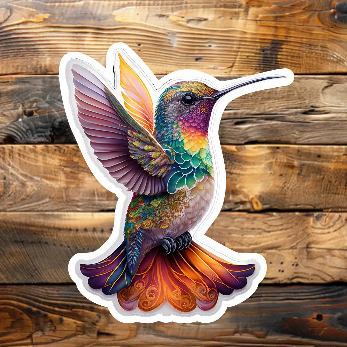 Sticky Sticker Guy Rainbow Colored Hummingbird