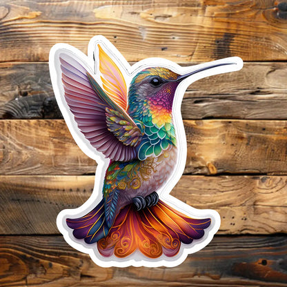 Sticky Sticker Guy Rainbow Colored Hummingbird