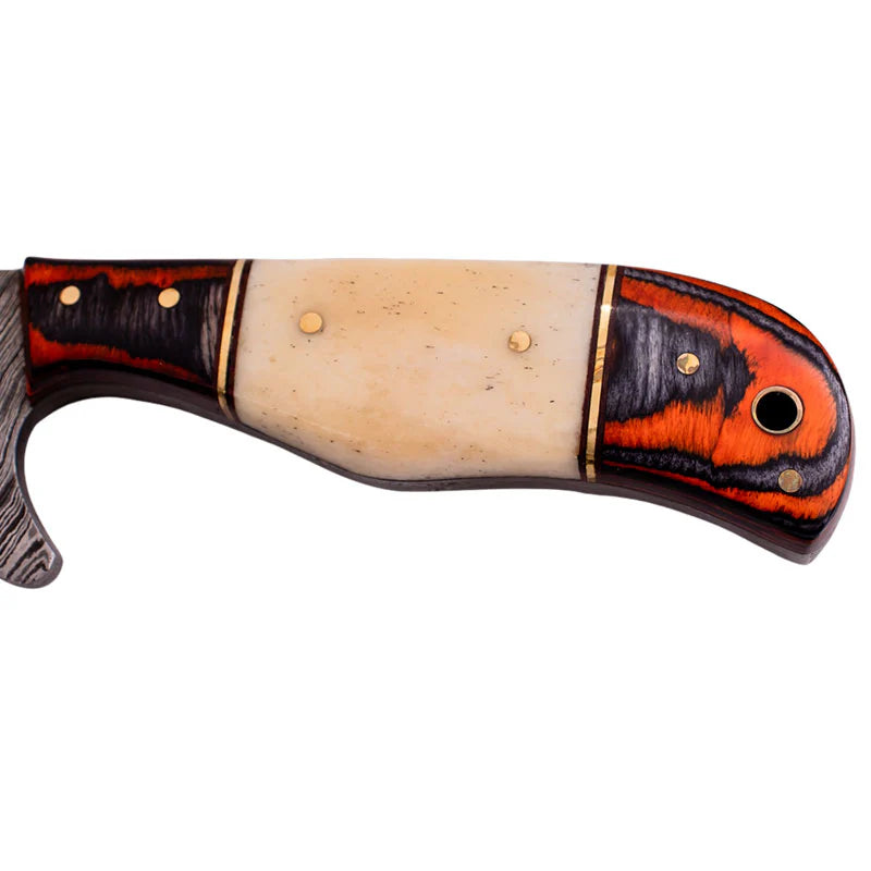 Red Deer 9" Full Tang Damascus Red Bone Handle