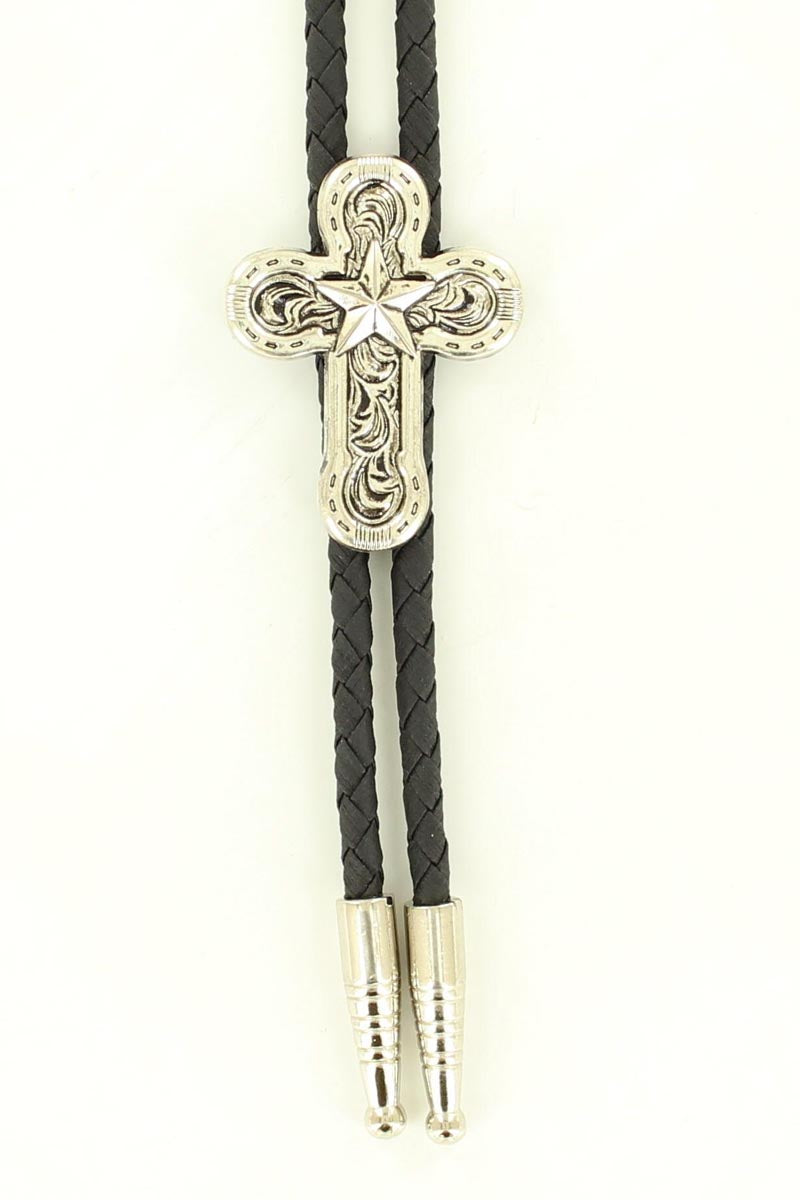 Silver Cross Bolo Tie