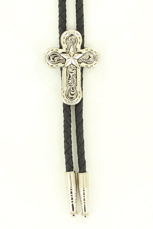 Silver Cross Bolo Tie