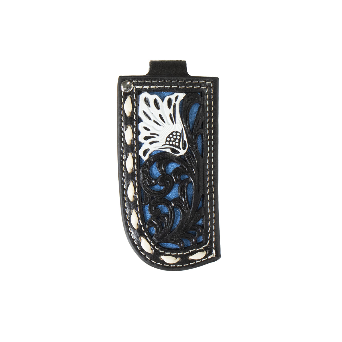 Nocona Blue Suede Floral Knife Sheath