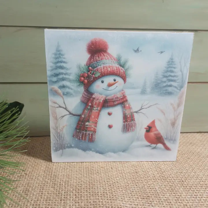 Bluegrass Burlap Christmas Wood Blocks