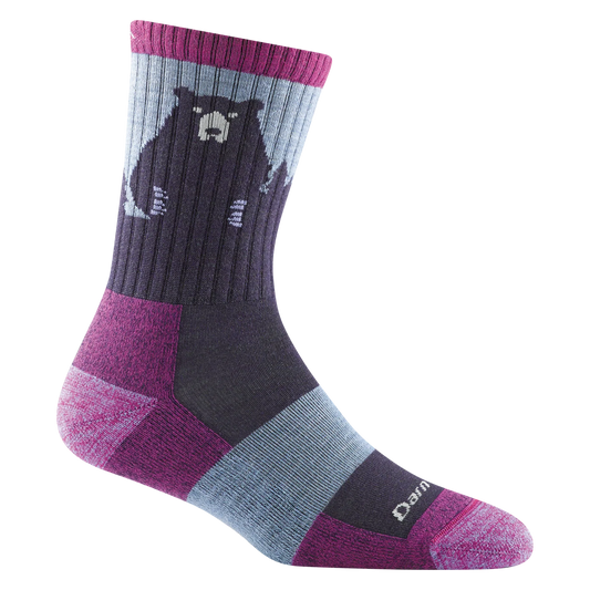 Darn Tough Women's Bear Town Micro Crew Lightweight Cushion Hiking Sock Purple