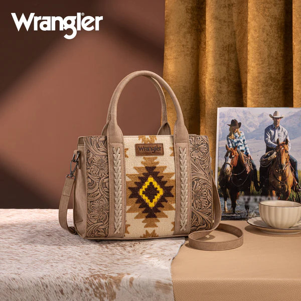 Montana West Wrangler Tooled Aztec Pattern Print CC Tote/Crossbody