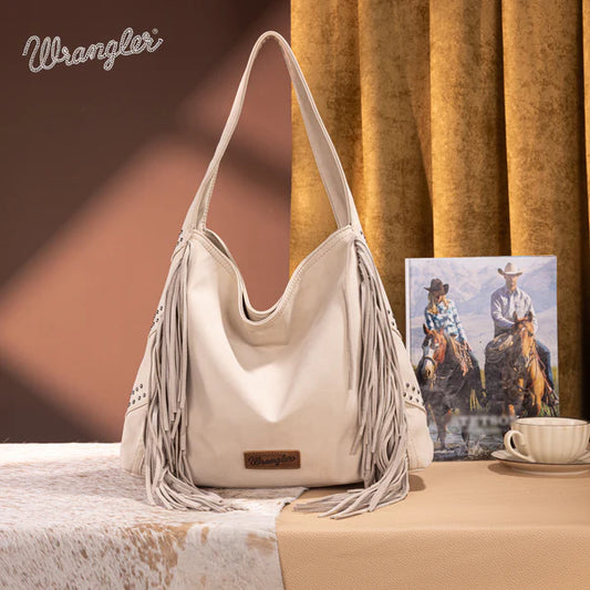 Montana West Wrangler Fringe Studded Hobo Bag