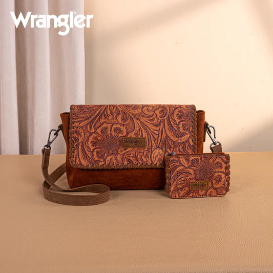 Montana West Wrangler Vintage Floral Printed Crossbody Bag with Small Pouch