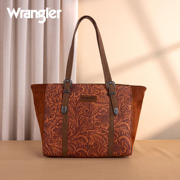 Montana West Wrangler Vintage Floral Printed Large Tote Bag