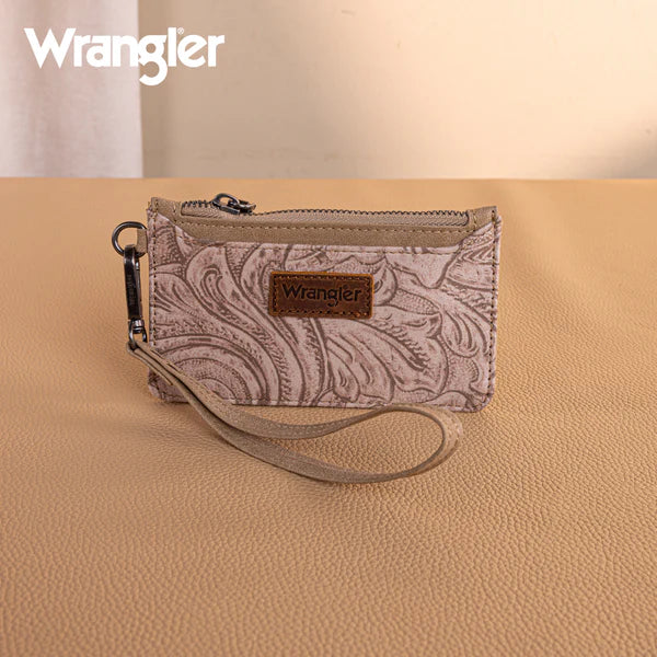 Montana West Wrangler Vintage Floral Velvet Printed Mini Zip Card Case Wristlet