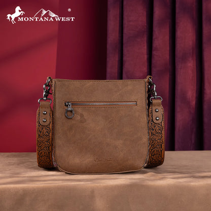 Montana West Tooled Crossbody Brown