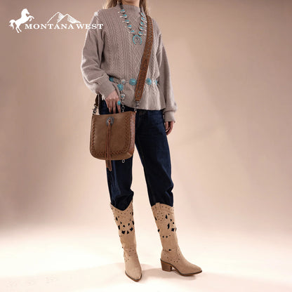 Montana West Tooled Crossbody Brown