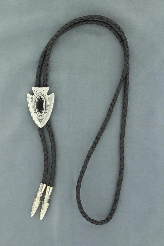 Black Stone Arrowhead Bolo Tie