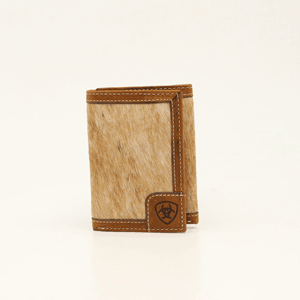 Ariat Tan Hair On Hide Tri-Fold Wallet
