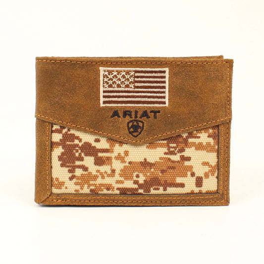 Ariat Digi Camo Embroidered Flag Bifold Wallet