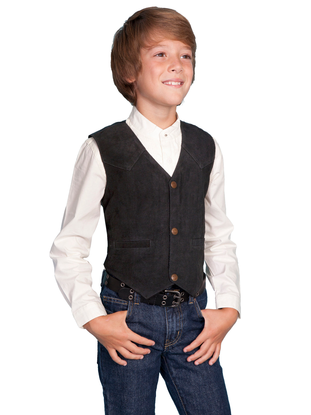 Scully Kid's Boar Suede Vest Black