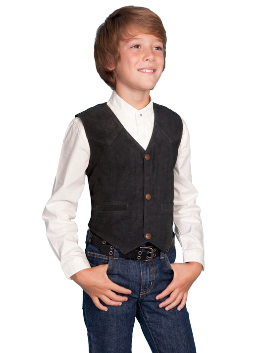 Scully Kid's Boar Suede Vest Black