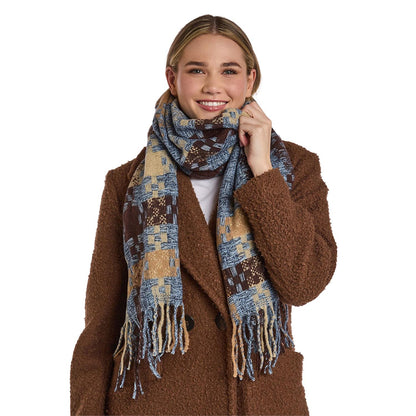 Two's Company Blue Plaid Scarf