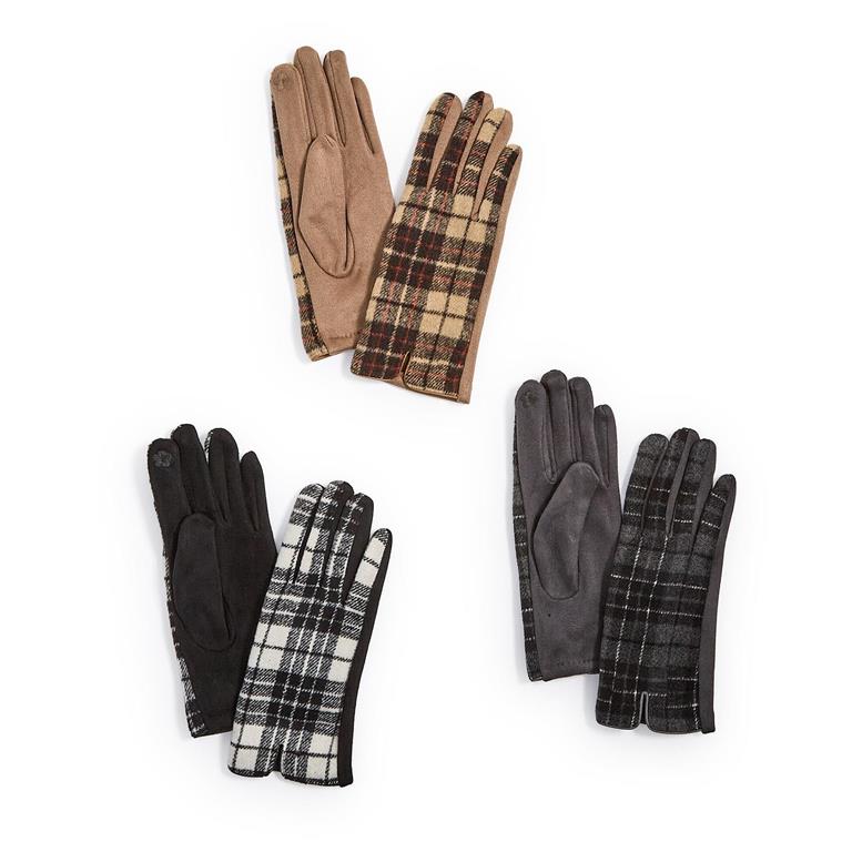 Two's Company Plaid Gloves