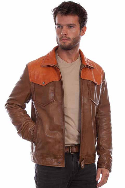 Scully Full Zip Saddle Tan Yoke/Brown